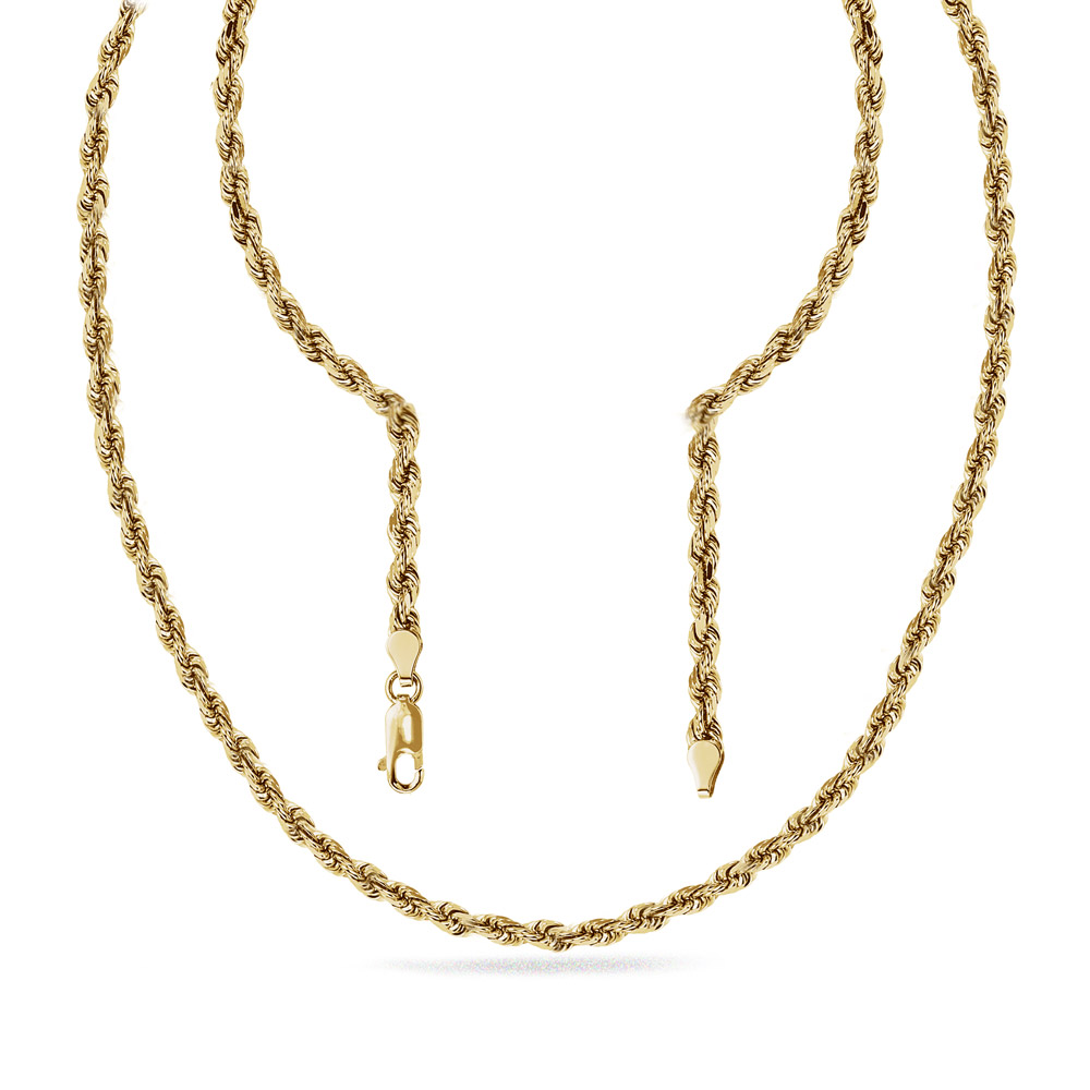 Yellow Gold 2.2mm Rope Chain Necklace - MASSNOON